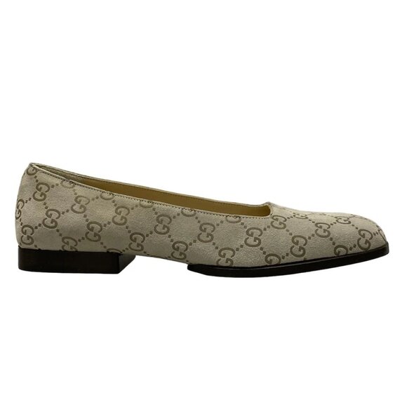 GUCCI - Light gray Gold Multi Suede Wood Women's Pumps 212-080425 - Picture 2 of 11